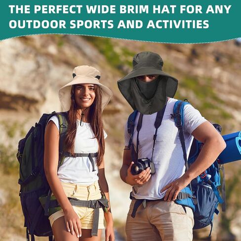 Cuffbow 4 PCS MANS Outdoor Wide Brim Fishing Hat with Face and Neck Cover Cover Capty Cap UPF 50+ HOPERERMAN HAT for Women in Kuwait