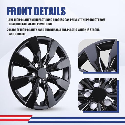 ROXX 4PCS مجموعة 16 بوصة العجلة حافة حافة البديل HUBCAPS استبدال لتويوتا كورولا 2009-2019 ، ل Toyota Matrix 2009-2014 (فقط مناسبة للعجلات الصلب) ، snap على Car Truck Suv Hub Cap (5110 ، Lacquer Black) in Kuwait