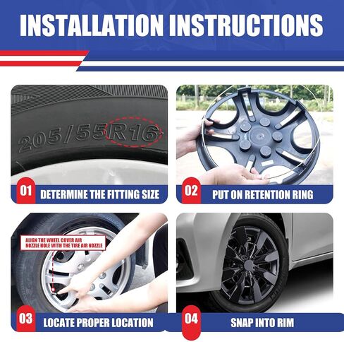 ROXX 4PCS مجموعة 16 بوصة العجلة حافة حافة البديل HUBCAPS استبدال لتويوتا كورولا 2009-2019 ، ل Toyota Matrix 2009-2014 (فقط مناسبة للعجلات الصلب) ، snap على Car Truck Suv Hub Cap (5110 ، Lacquer Black) in Kuwait