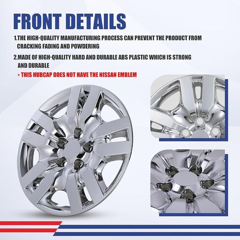 Wolfx 16 Inch Hubcaps مجموعة من غطاء حافة 4 عجلة لسيارة نيسان ألتيما سيدان 2007-2012/Altima Coupe 2008-09 (فقط مناسبة لمركز الصلب) استبدال Cap Hub Cap Pp Material Rim ، W5134-Chrome in Kuwait