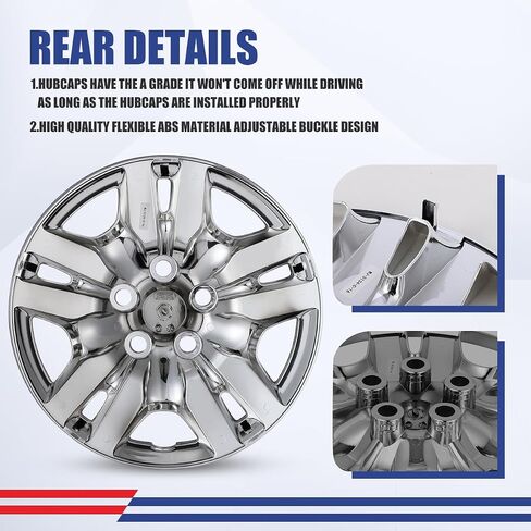 Wolfx 16 Inch Hubcaps مجموعة من غطاء حافة 4 عجلة لسيارة نيسان ألتيما سيدان 2007-2012/Altima Coupe 2008-09 (فقط مناسبة لمركز الصلب) استبدال Cap Hub Cap Pp Material Rim ، W5134-Chrome in Kuwait