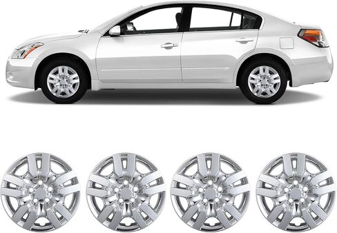 Wolfx 16 Inch Hubcaps مجموعة من غطاء حافة 4 عجلة لسيارة نيسان ألتيما سيدان 2007-2012/Altima Coupe 2008-09 (فقط مناسبة لمركز الصلب) استبدال Cap Hub Cap Pp Material Rim ، W5134-Chrome in Kuwait