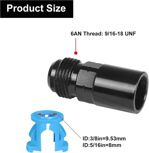 Flare الذكور 8AN إلى 3/8 أنثى السكك الحديدية الوقود EFI المناسب مع SAE Disconnect Quick-On Aluminium Black 2PCS in Kuwait