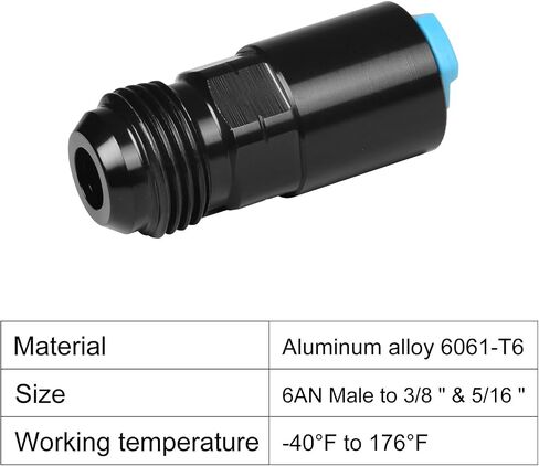 Flare الذكور 8AN إلى 3/8 أنثى السكك الحديدية الوقود EFI المناسب مع SAE Disconnect Quick-On Aluminium Black 2PCS in Kuwait