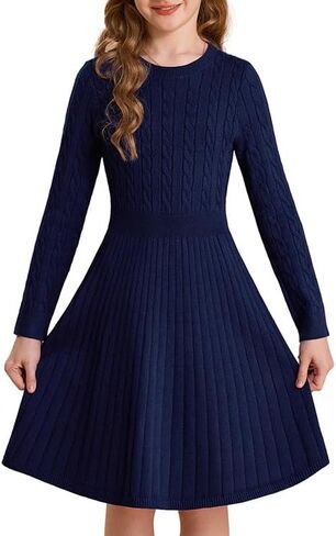 GRACE KARIN Girls Sweater Dress Long Sleeve Knit A Line Casual Midi Fall Winter Dresses 6-12 Years in Saudi Arabia