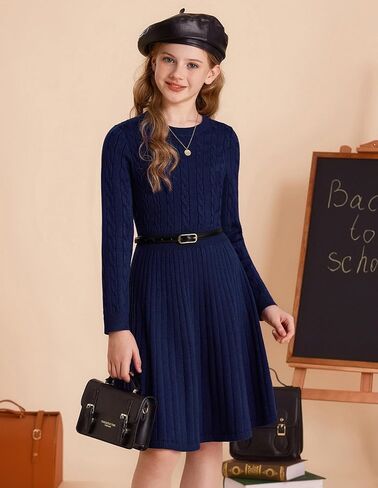 GRACE KARIN Girls Sweater Dress Long Sleeve Knit A Line Casual Midi Fall Winter Dresses 6-12 Years in Saudi Arabia