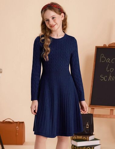 GRACE KARIN Girls Sweater Dress Long Sleeve Knit A Line Casual Midi Fall Winter Dresses 6-12 Years in Saudi Arabia
