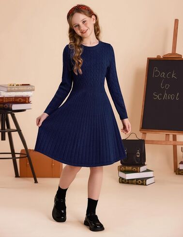 GRACE KARIN Girls Sweater Dress Long Sleeve Knit A Line Casual Midi Fall Winter Dresses 6-12 Years in Saudi Arabia
