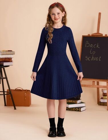 GRACE KARIN Girls Sweater Dress Long Sleeve Knit A Line Casual Midi Fall Winter Dresses 6-12 Years in Saudi Arabia
