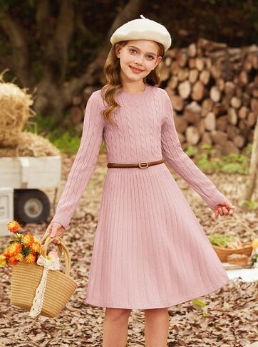 GRACE KARIN Girls Sweater Dress Long Sleeve Knit A Line Casual Midi Fall Winter Dresses 6-12 Years in Saudi Arabia