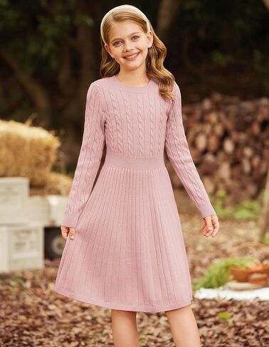 GRACE KARIN Girls Sweater Dress Long Sleeve Knit A Line Casual Midi Fall Winter Dresses 6-12 Years in Saudi Arabia