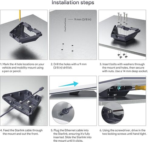 XLTTYWL Starlink Mini Mount, 0.47''-1.89'' Anti-Theft Mini Starlink Roof Rack Mount for Accessories Starlink Mini Dishy, Fits Star Link Mini Standard Pole RV,Caravans,Van Mobility in Saudi Arabia