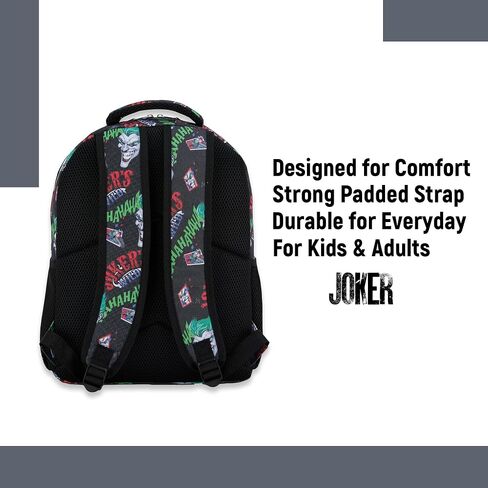 DC Comics Kids Batman Backpack - Batman ، Superman ، The Joker Superhero Bookbag for Boys Girls Foodlers and Come -Custom - Lunchbox Compatible Bag (Batman Black) in Saudi Arabia