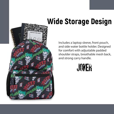 DC Comics Kids Batman Backpack - Batman ، Superman ، The Joker Superhero Bookbag for Boys Girls Foodlers and Come -Custom - Lunchbox Compatible Bag (Batman Black) in Saudi Arabia