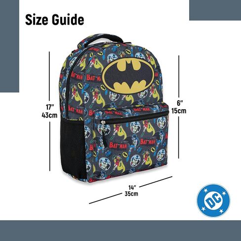 DC Comics Kids Batman Backpack - Batman ، Superman ، The Joker Superhero Bookbag for Boys Girls Foodlers and Come -Custom - Lunchbox Compatible Bag (Batman Black) in Kuwait