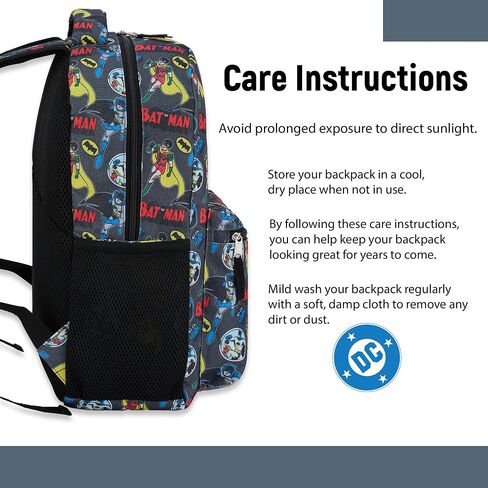DC Comics Kids Batman Backpack - Batman ، Superman ، The Joker Superhero Bookbag for Boys Girls Foodlers and Come -Custom - Lunchbox Compatible Bag (Batman Black) in Kuwait