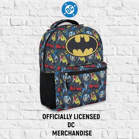 DC Comics Kids Batman Backpack - Batman ، Superman ، The Joker Superhero Bookbag for Boys Girls Foodlers and Come -Custom - Lunchbox Compatible Bag (Batman Black) in Kuwait
