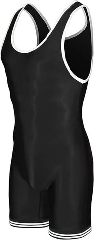 Matman U.S.A. The Edge Old School Men's Boy's Wrestling Singlet (Black/White, 3X-Large) in Kuwait