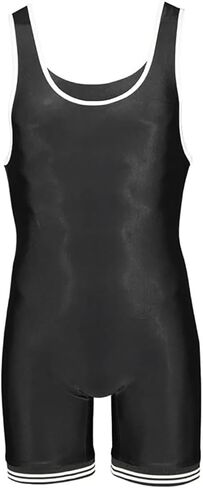 Matman U.S.A. The Edge Old School Men's Boy's Wrestling Singlet (Black/White, 3X-Large) in Kuwait