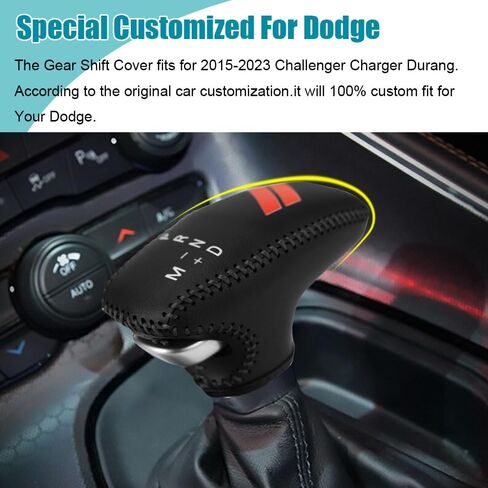 LEXLEY Leather Gear Shift Knob Cover for Dodge 2015-2023 Charger Challenger,2016-2023 Durango-Carbon fiber in Saudi Arabia