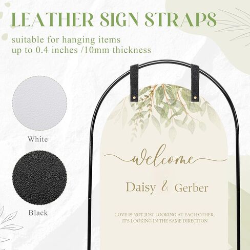 Blulu Wedding Sign Holder 71'' x 31.5'' Arch Welcome Sign Stand Metal Heavy Duty Easel Stand with 4 Pcs Leather Signs Hanging Strap 1 Storage Bag for Weddings Display Party Event Decor Black in Saudi Arabia