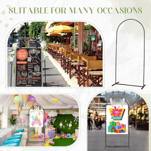 Blulu Wedding Sign Holder 71'' x 31.5'' Arch Welcome Sign Stand Metal Heavy Duty Easel Stand with 4 Pcs Leather Signs Hanging Strap 1 Storage Bag for Weddings Display Party Event Decor Black in Saudi Arabia
