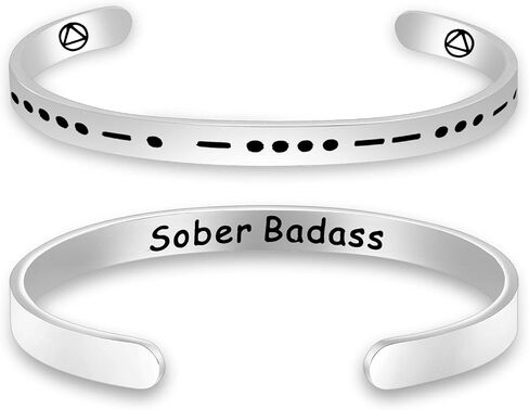 Pliti Pliti Bracelet Addiction Recovery Gift 12 Step Gift Sity Badass Morse Cuff Bangle for Women in Kuwait