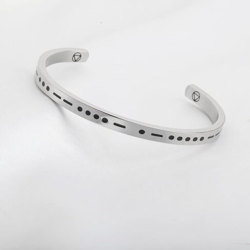 PLITI Sobriety Bracelet Addiction Recovery Gift 12 Step Gift Sober Badass Morse Cuff Bangle For Women in Saudi Arabia