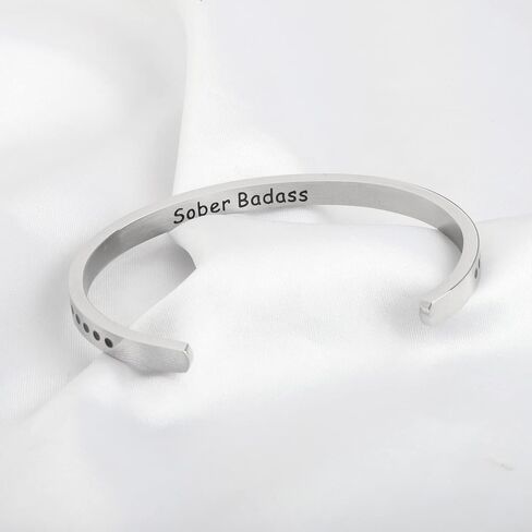 Pliti Pliti Bracelet Addiction Recovery Gift 12 Step Gift Sity Badass Morse Cuff Bangle for Women in Kuwait