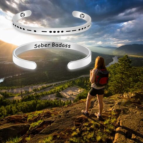 Pliti Pliti Bracelet Addiction Recovery Gift 12 Step Gift Sity Badass Morse Cuff Bangle for Women in Kuwait