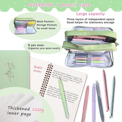 47PCs Bible Journaling Kit Study Supplies for Women,School Student Study Essentials Accessories with Pen Case,Bible Journal Notebook,No-bleed Highlighters and Pens,Bible Tabs Bookmark,Sticky Notes in Kuwait