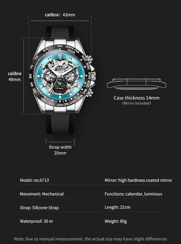 Olevs Watch for Men Automatic مع 3ATM مقاوم للماء متعددة التقويم القمر الهيكل العظمي Silicone حزام الأعمال الكلاسيكية Diamond Listic Watch Watch in Saudi Arabia