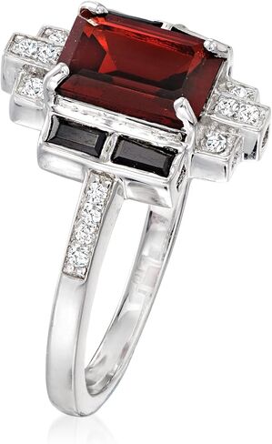 Ross-Simons 1.80 Carat Garnet and .20 ct. t.w. Black Spinel Ring With .10 ct. t.w. White Topaz in Sterling Silver in Saudi Arabia