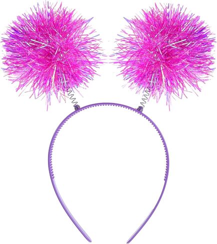 Molain Foil Strips Pom Pom Headband Glitter Tinsel Fashion Fluffy Ball Hair Loop for Cosplay Party Birthday Hair Accessories in Saudi Arabia
