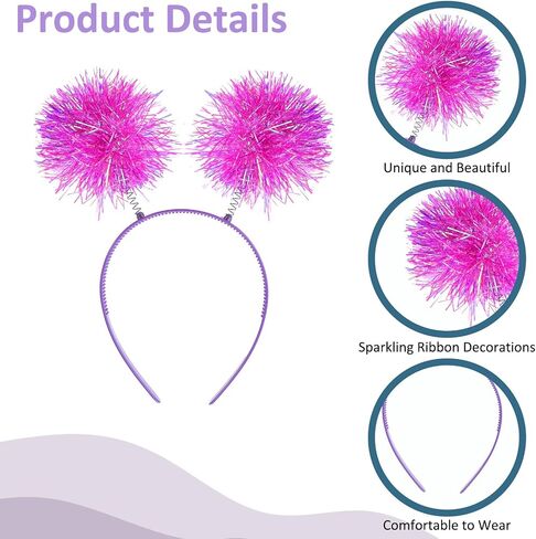 Molain Foil Strips Pom Pom Headband Glitter Tinsel Fashion Fluffy Ball Hair Loop for Cosplay Party Birthday Hair Accessories in Saudi Arabia