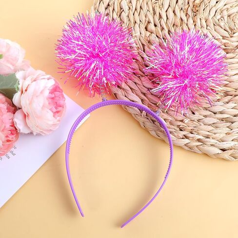 Molain Foil Strips Pom Pom Headband Glitter Tinsel Fashion Fluffy Ball Hair Loop for Cosplay Party Birthday Hair Accessories in Saudi Arabia