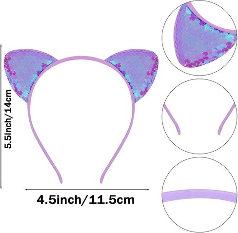 COCIDE Cat Ears Headbands for Women Sequin Hairband for Girls Taylor Party Decorations for Girls Kitty Favors Birthday for Gabby Halloween Hair Accessories Cosplay in Kuwait