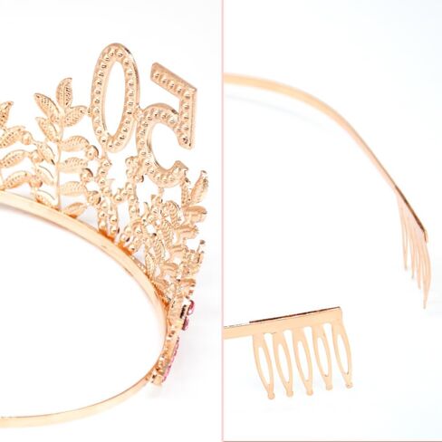 عيد ميلاد Sash Tiara عيد ميلاد Tiara Rhinestone Crown Rose Gold Birthday Queen Tiara Sash and Tiara للنساء ديكور عيد ميلاد الأميرة Tiara Cake Topper Crystals Exclies for Party in Kuwait