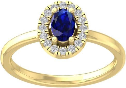 10K Gold or Silver Diamond and Blue Sapphire Halo Ring (1/6 cttw, I-J Color, I2 Clarity) in Saudi Arabia