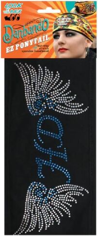 Danbando Headband Head Wrap Bandanna H D Wings with Rhinestones 4 Way Stretch Optional Pony Tail Hole Sweatband HD in Saudi Arabia