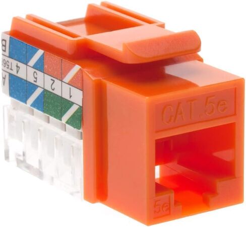 Cat5e Keystone Ethernet Wall Jack Punch Down UTP 45-Degree (Easier Termination Than 90-Degree), RJ45 Slim Profile Speed Termination White 45° Angled (10 Pack) in Kuwait