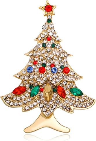 Christmas Brooch Pins for Women Enamel Crystal Rhinestone Christmas Tree Brooch Pin Fashion Cute Candy Brooch Accessories Christmas Jewelry for Xmas Holiday in Saudi Arabia