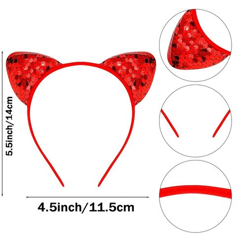 COCIDE Cat Ears Headbands for Women Sequin Hairband for Girls Taylor Party Decorations for Girls Kitty Favors Birthday for Gabby Halloween Hair Accessories Cosplay in Kuwait