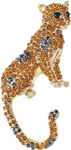 Leopard Brooches for Women Gold Animal Pins Rhinestone Cheetah Jewelry Jackets Coats Dress Fashion Accessories Gifts in Kuwait