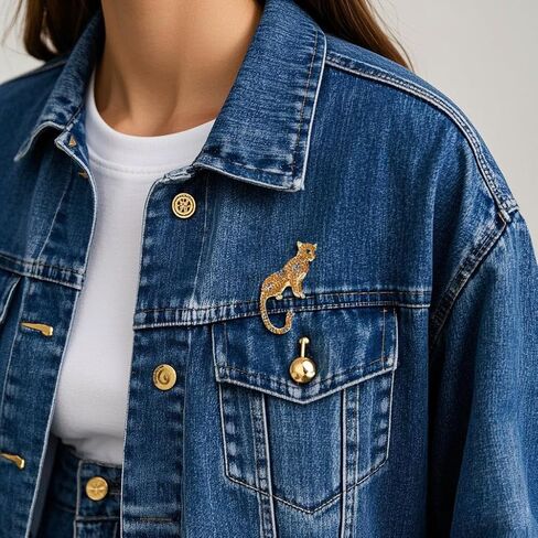 Leopard Brooches for Women Gold Animal Pins Rhinestone Cheetah Jewelry Jackets Coats Dress Fashion Accessories Gifts in Kuwait