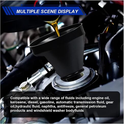 Wide Mouth Oil Funnel with Handle, Flexible Funnel with Hose Extension, Mesh Screen Filter, Oil Change Funnels for Automotive Use, Fits Liquid, Diesel, Kerosene, Gasoline (2PCS) in Saudi Arabia