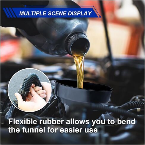 Wide Mouth Oil Funnel with Handle, Flexible Funnel with Hose Extension, Mesh Screen Filter, Oil Change Funnels for Automotive Use, Fits Liquid, Diesel, Kerosene, Gasoline (2PCS) in Saudi Arabia