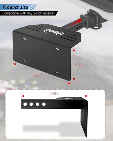 31002 Trailer Hitch License Plate Holder Bracket, Metal Universal License Plate Mount, No Drilling Required, Suitable for Trucks/SUV/RV with 2" Receiver in Saudi Arabia