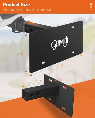 31002 Trailer Hitch License Plate Holder Bracket, Metal Universal License Plate Mount, No Drilling Required, Suitable for Trucks/SUV/RV with 2" Receiver in Saudi Arabia