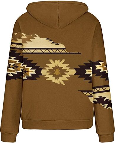 Women Western Ethic Hoodie Aztec Style Print Graphic Sweatshirts Pullover Hooded Pullover Tops Shirts Vintage Clothing in Saudi Arabia